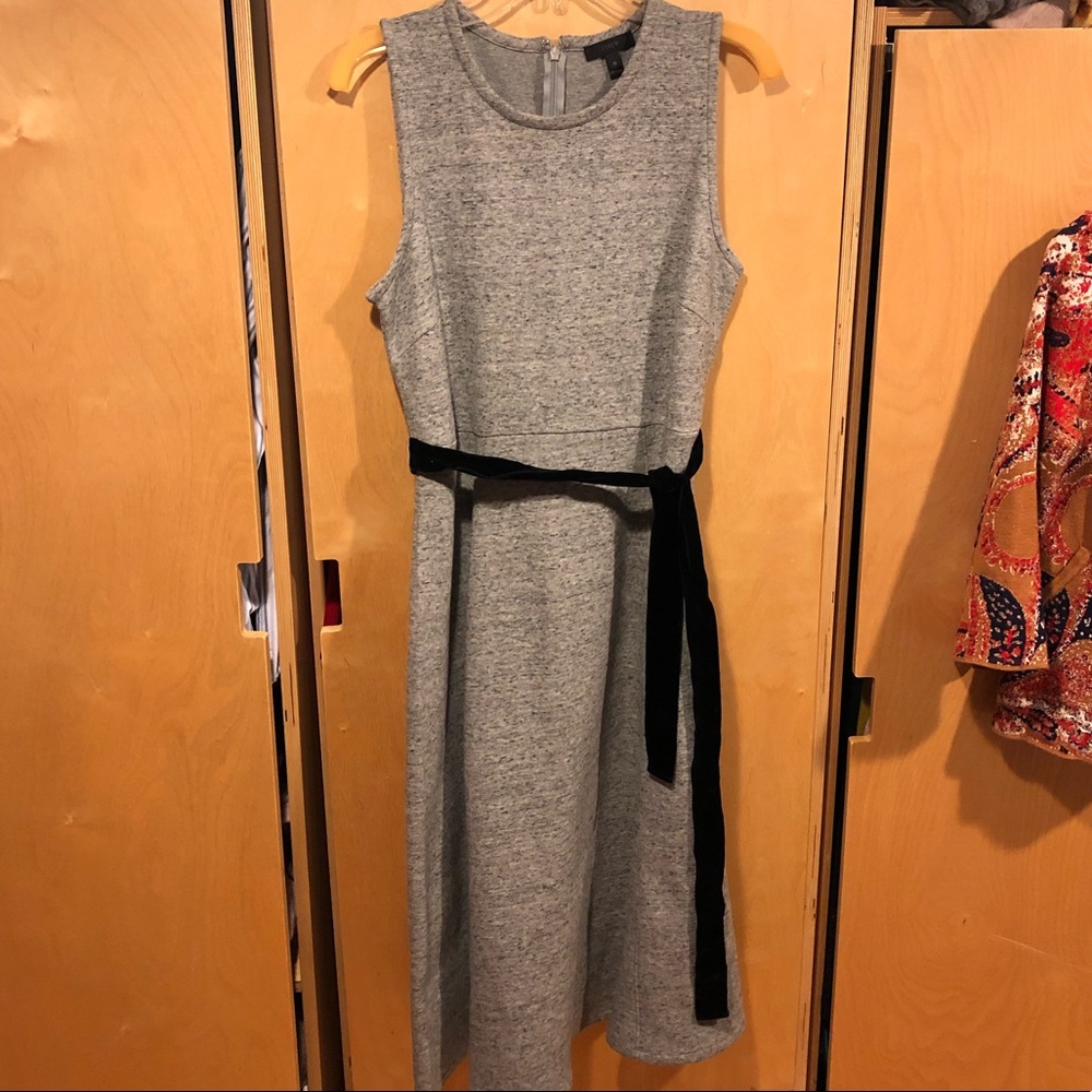 J.Crew size 10 mid-calf gray dress with tie-waist